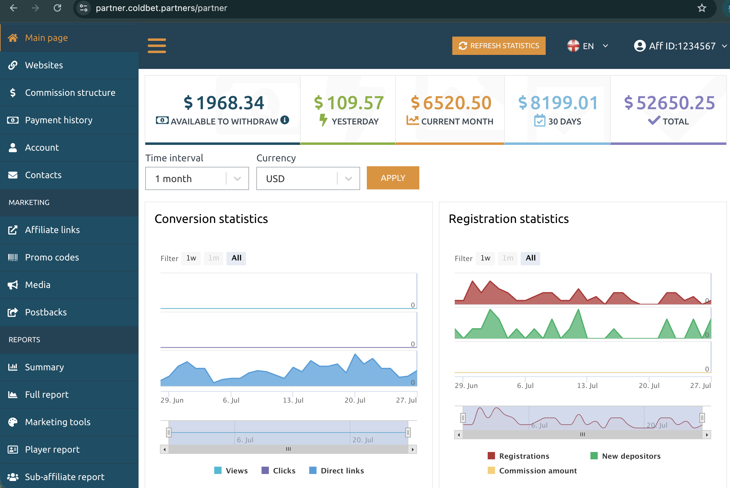 coldbet partners dashboard