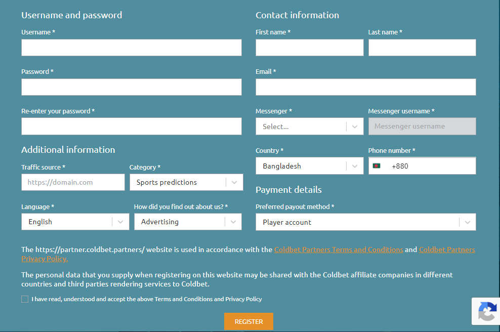 coldbet partners sign up